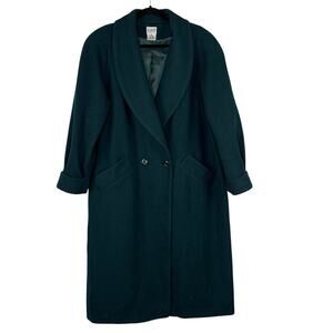 Vintage 90s Liz Baker Womens Wool Overcoat Long Forest Green Full Length Sz 18W